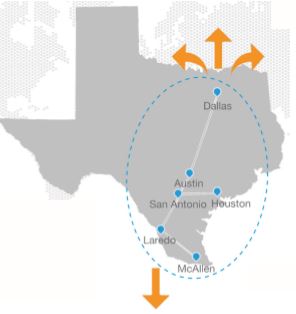 The INTRA-TEXAS Connections... via Mainfreight's Linehaul Network