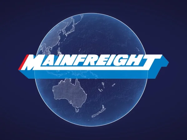 Mainfreight Supply Chain Technology  - Blue Globe and Mainfreight Logo - Supply Chain Technology 