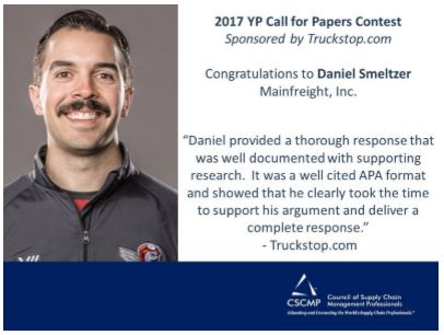 CSCMP & Truckstop.com recognize & congratulate Mainfreighter, Daniel Smeltzer