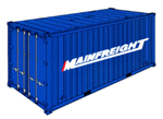 Different types and sizes of shipping containers