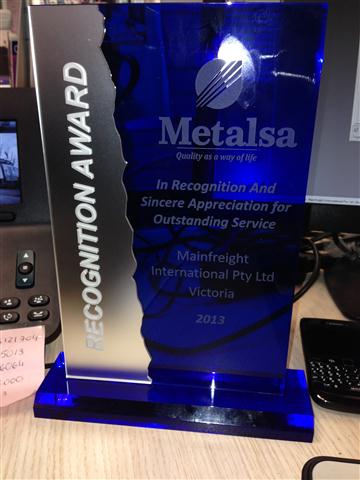 Metalsa Outstanding Service Award 2013 | Mainfreight