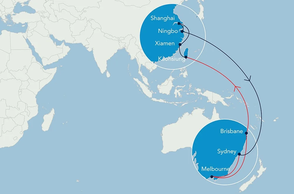 Map showcasing a shipment delay and the flow on effect